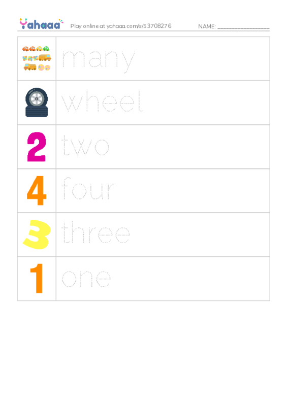 RAZ Vocabulary C: How Many Wheels PDF one column image words