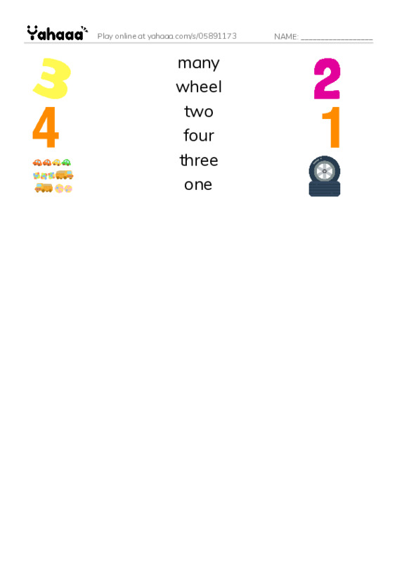 RAZ Vocabulary C: How Many Wheels PDF three columns match words