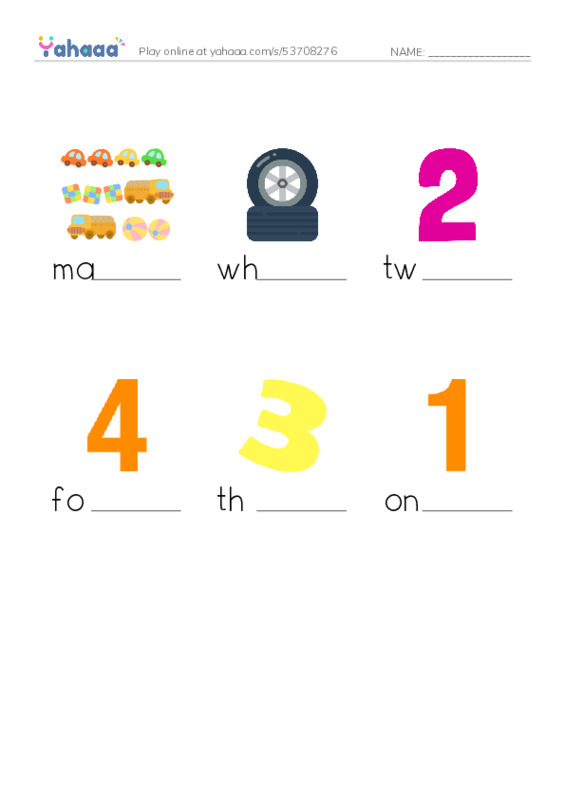 RAZ Vocabulary C: How Many Wheels PDF worksheet to fill in words gaps