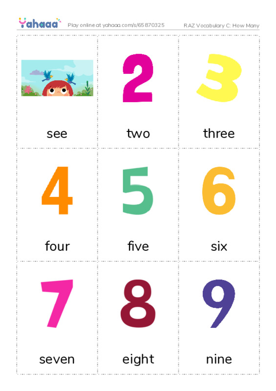 RAZ Vocabulary C: How Many PDF flaschards with images