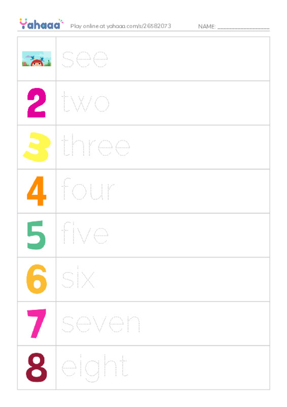 RAZ Vocabulary C: How Many PDF one column image words