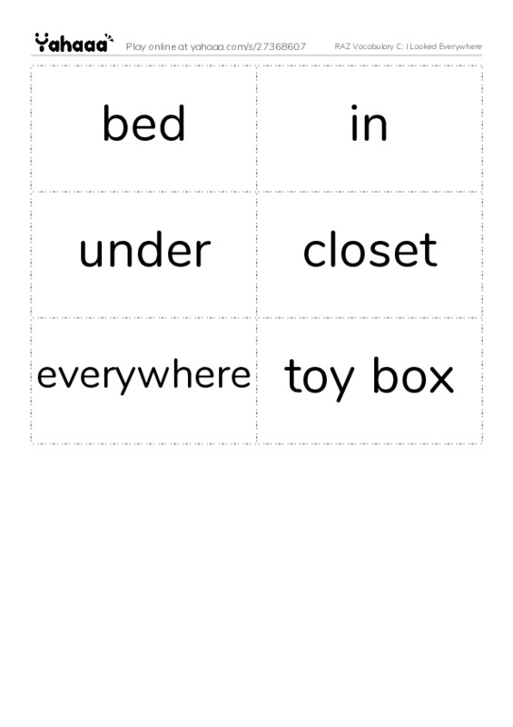 RAZ Vocabulary C: I Looked Everywhere PDF two columns flashcards