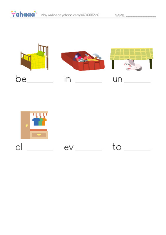 RAZ Vocabulary C: I Looked Everywhere PDF worksheet to fill in words gaps