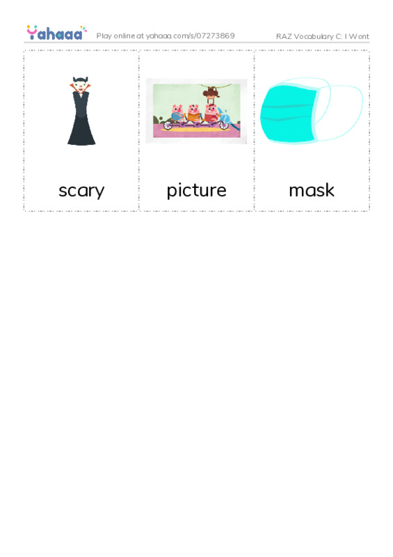 RAZ Vocabulary C: I Wont PDF flaschards with images