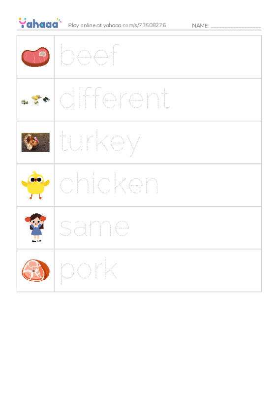 RAZ Vocabulary C: Jack and Lilys Favorite Food PDF one column image words