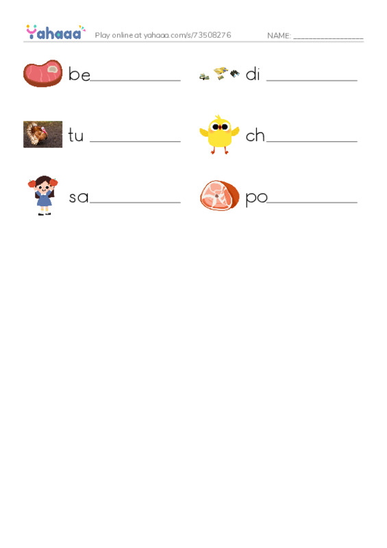 RAZ Vocabulary C: Jack and Lilys Favorite Food PDF worksheet writing row