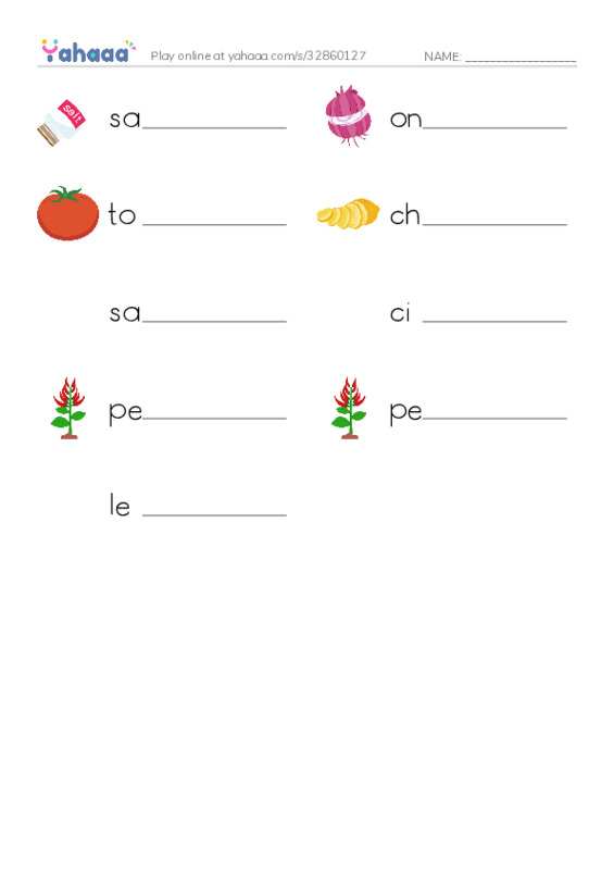 RAZ Vocabulary C: Making Salsa PDF worksheet writing row