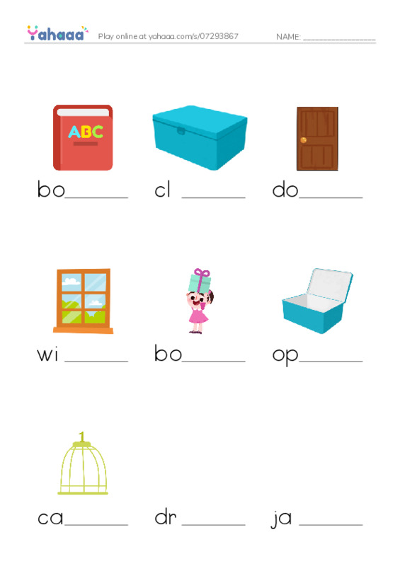 RAZ Vocabulary C: Open and Close PDF worksheet to fill in words gaps