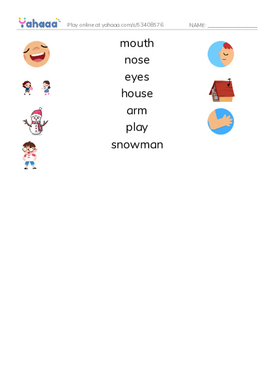 RAZ Vocabulary C: We Make a Snowman PDF three columns match words