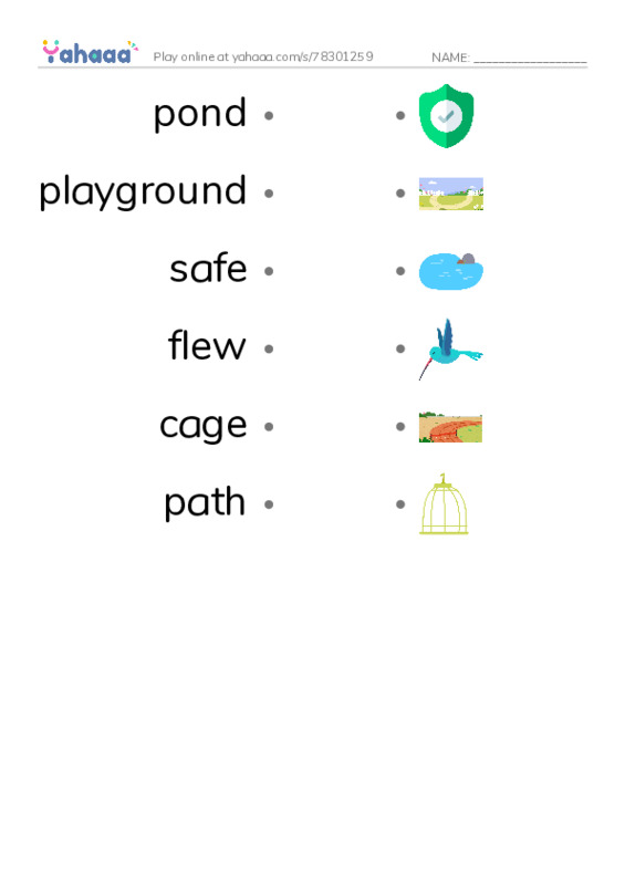 RAZ Vocabulary D: Polly Gets Out PDF link match words worksheet