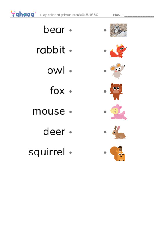 RAZ Vocabulary D: The Sky Is Falling PDF link match words worksheet
