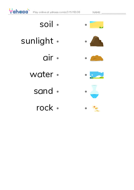 RAZ Vocabulary D: Where Plants Grow PDF link match words worksheet