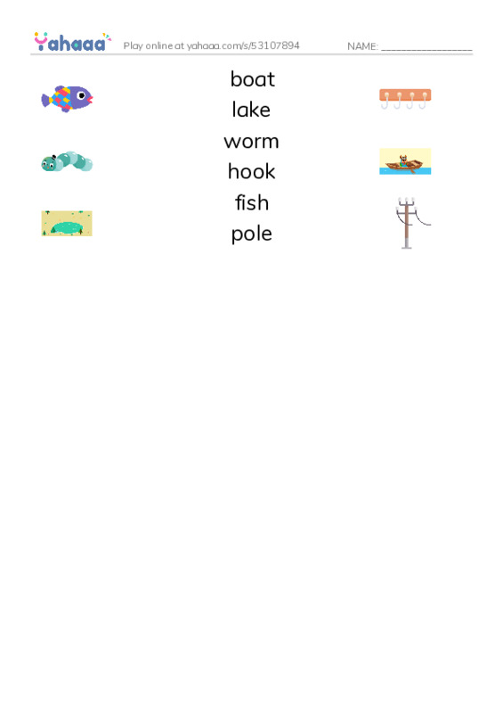 RAZ Vocabulary F: Fishing with Grandpa PDF three columns match words