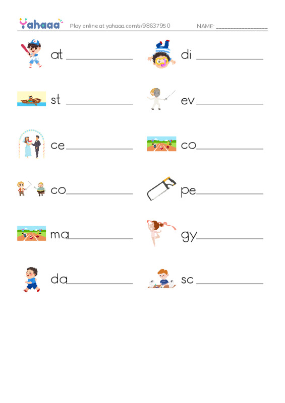 RAZ Vocabulary H: Summer Olympics Events PDF worksheet writing row