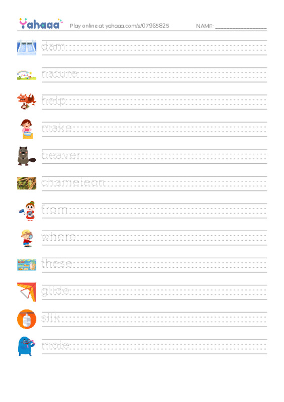 RAZ Vocabulary J: Wonders of Nature1 PDF write between the lines worksheet
