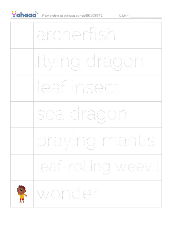 RAZ Vocabulary J: Wonders of Nature2 PDF one column image words