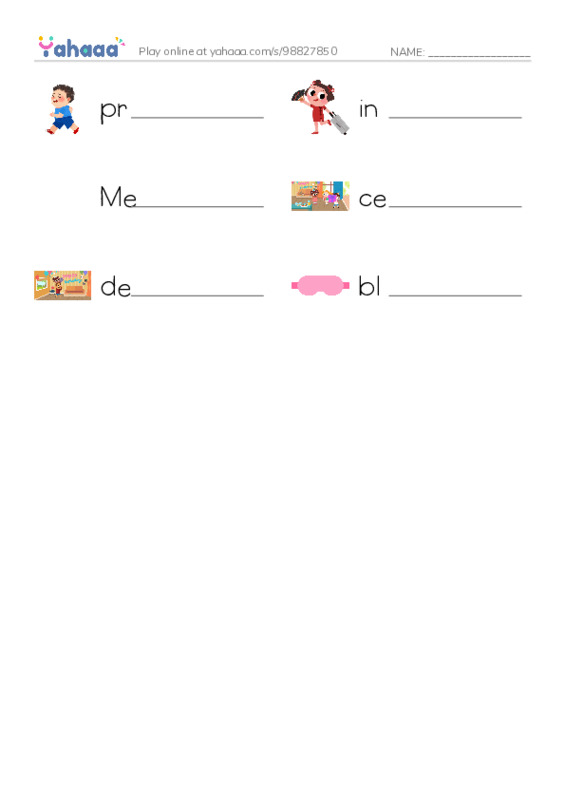 RAZ Vocabulary K: Carloss Family Celebration PDF worksheet writing row