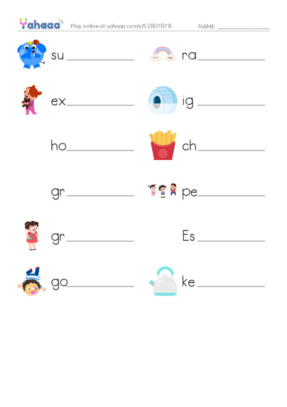 RAZ Vocabulary L: The Igloo PDF worksheet writing row