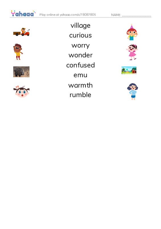 RAZ Vocabulary M: Story of the Sun PDF three columns match words