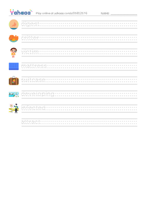 RAZ Vocabulary N: Bedbugs Bite PDF write between the lines worksheet