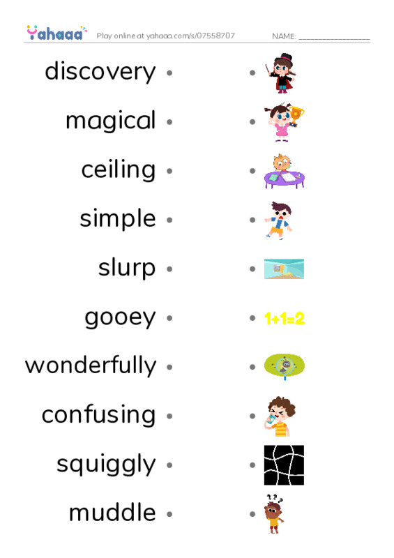 RAZ Vocabulary N: The UpDown Boy PDF link match words worksheet