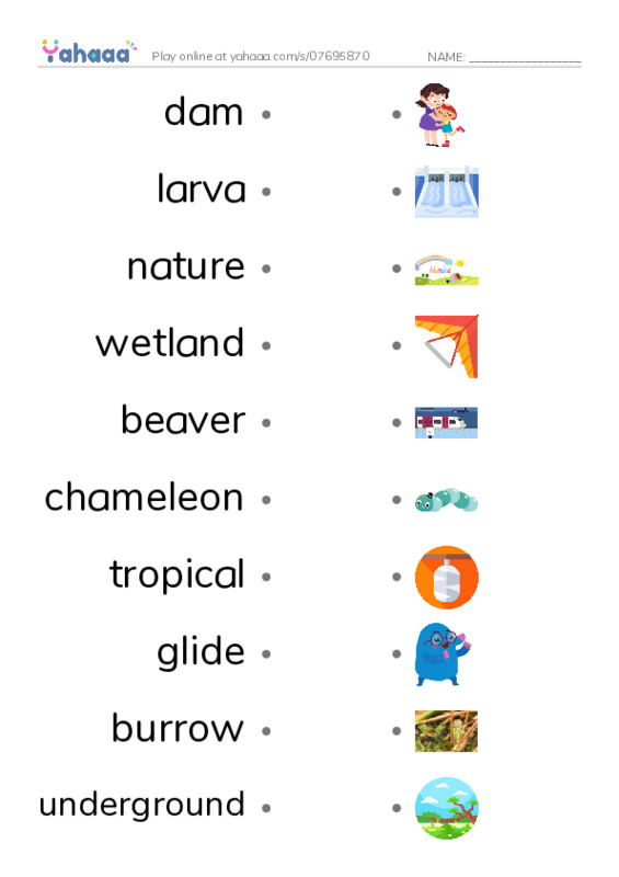 RAZ Vocabulary O: Wonders of Nature1 PDF link match words worksheet