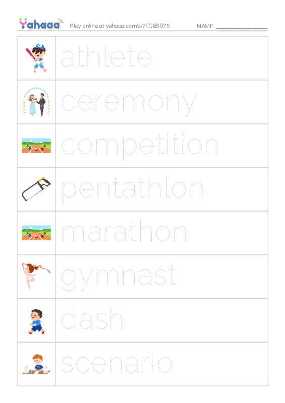 RAZ Vocabulary Q: Summer Olympics Events PDF one column image words