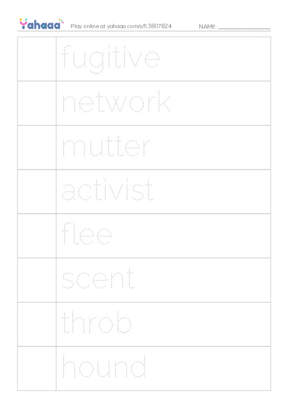 RAZ Vocabulary T: Running for Freedom PDF one column image words