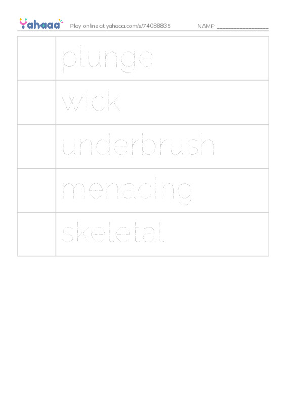 RAZ Vocabulary T: The Return to the Hollow Part II2 PDF one column image words