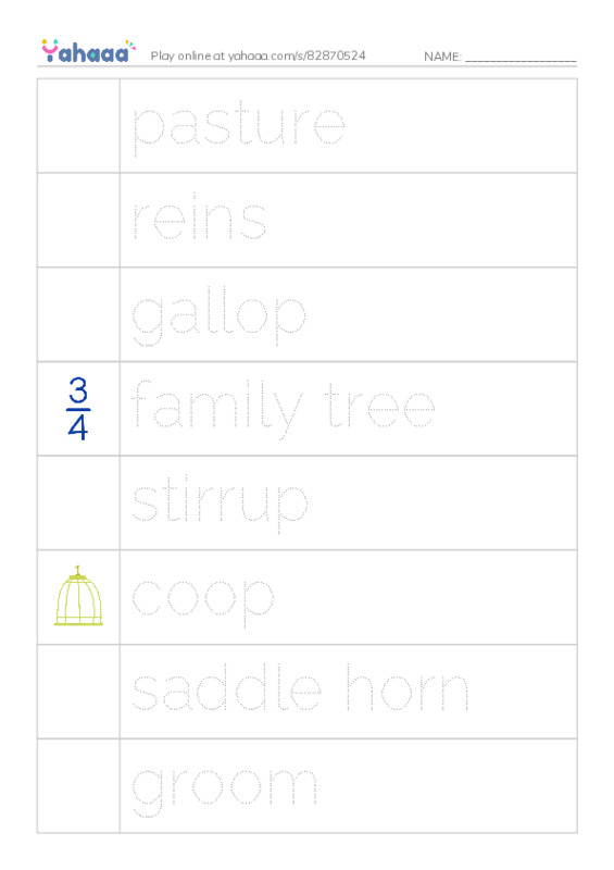 RAZ Vocabulary U: Samson A Horse Story PDF one column image words