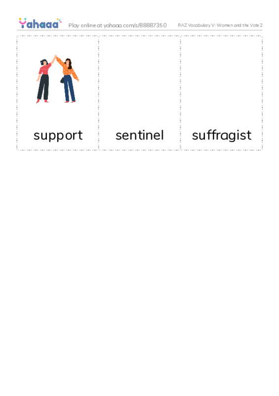 RAZ Vocabulary V: Women and the Vote2 PDF flaschards with images