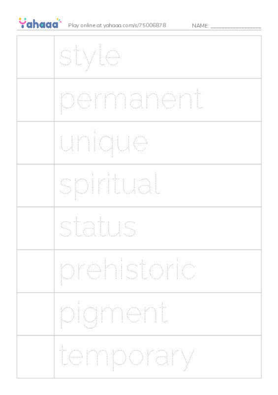 RAZ Vocabulary X: Body Art2 PDF one column image words