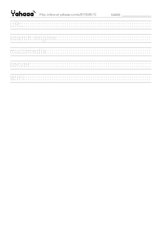 RAZ Vocabulary X: The Internet2 PDF write between the lines worksheet
