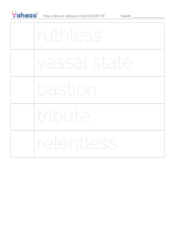 RAZ Vocabulary X: The Mongol Empire2 PDF one column image words