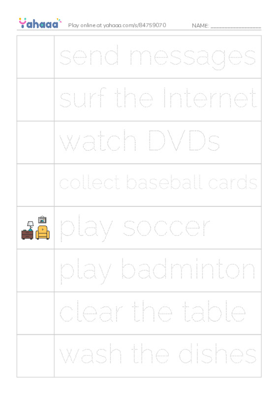 Let's GO 4: Unit 8 Work and Play PDF one column image words