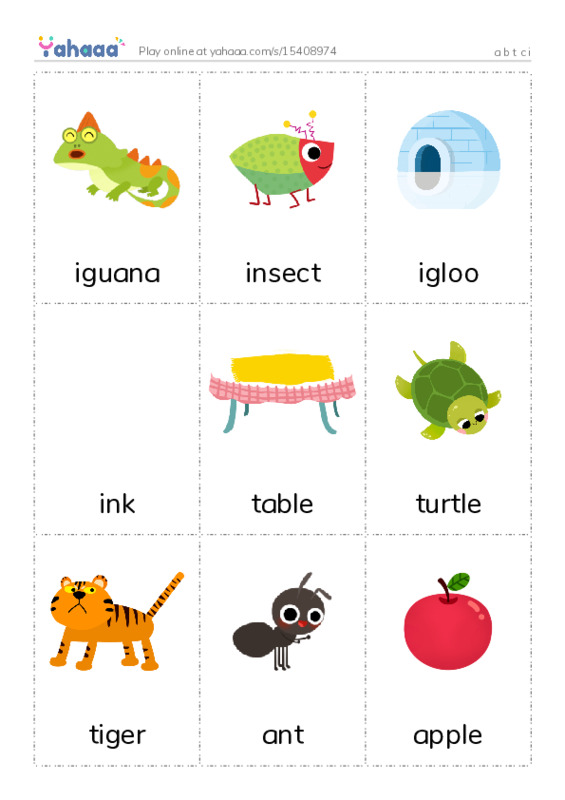 Picture flashcards worksheet for a b t c i