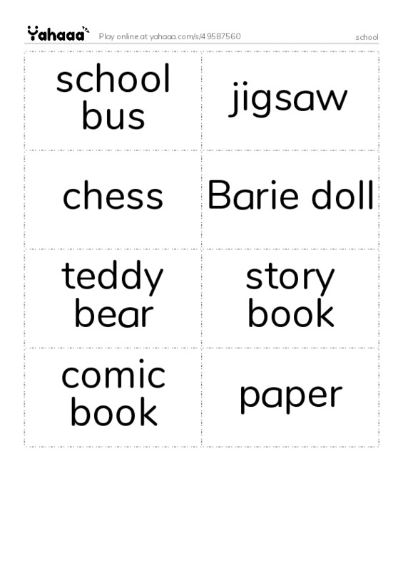 After school PDF two columns flashcards
