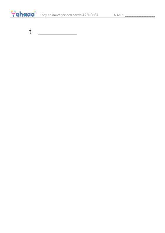 Write the word rows worksheet for t