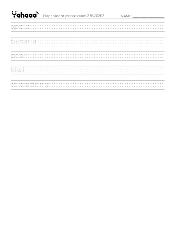 fruits PDF write between the lines worksheet