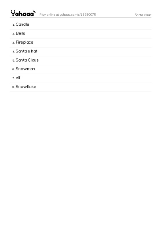 Santa claus PDF words glossary