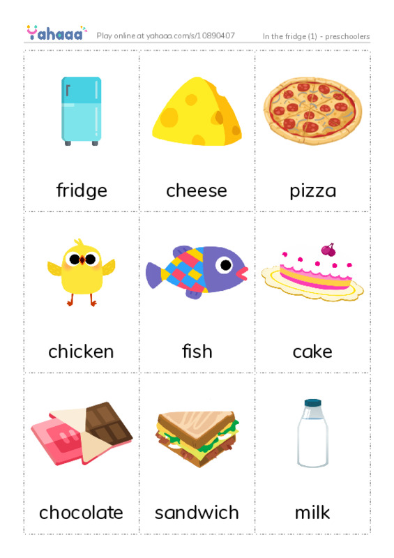Picture flashcards worksheet for In the fridge (1) - preschoolers 