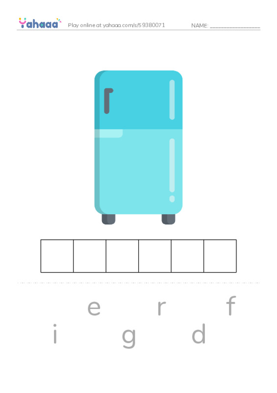 Letter scramble puzzle worksheet for In the fridge (1) - preschoolers 