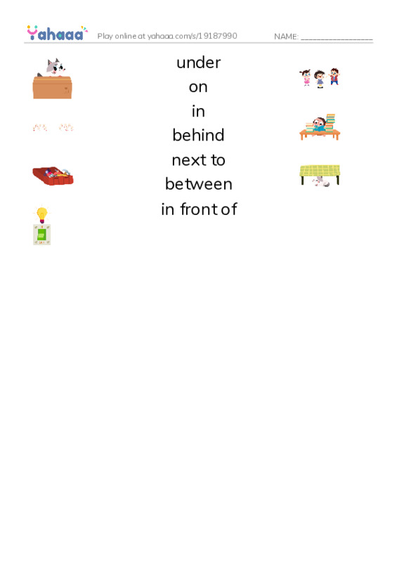 Match both sides worksheet for BG. Preposition