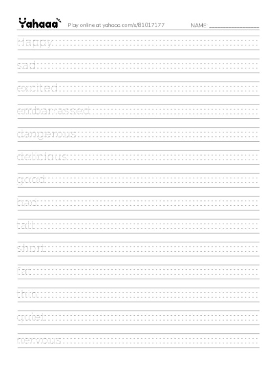 Handwriting lines worksheet for Mr/Ghazy El Nahas 
