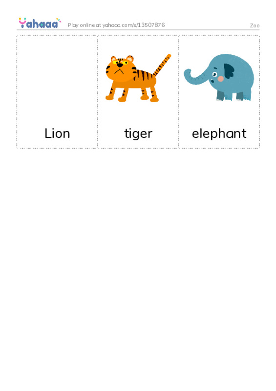 Picture flashcards worksheet for Zoo