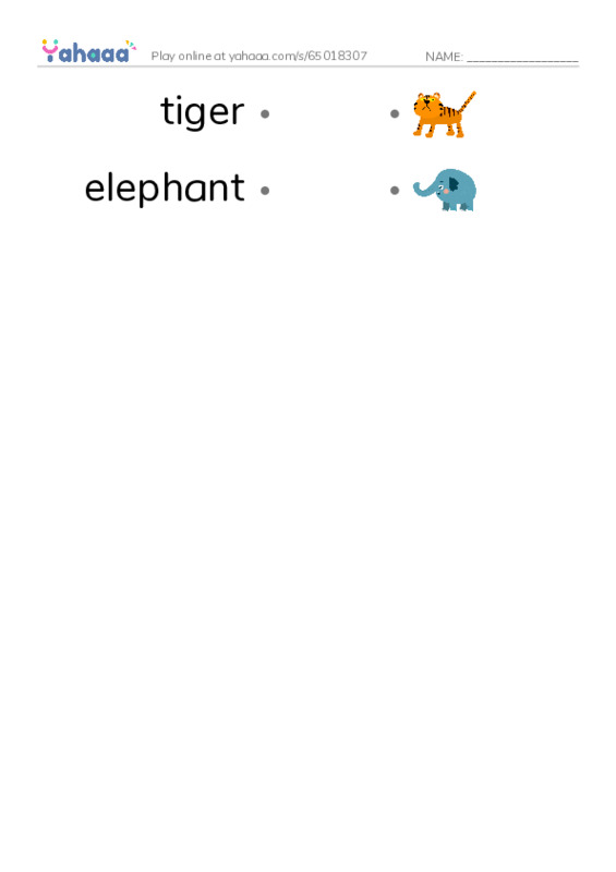 Draw a line to match worksheet for Zoo