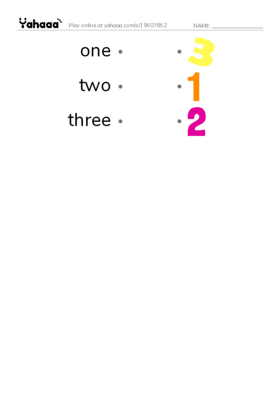 Draw a line to match worksheet for numbers