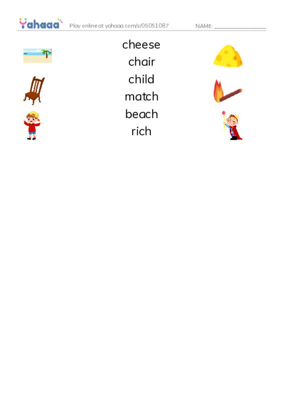 Match both sides worksheet for Digraphs ch