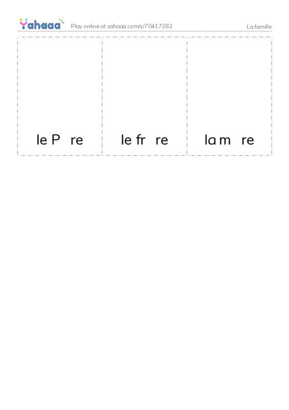 Picture flashcards worksheet for La famille