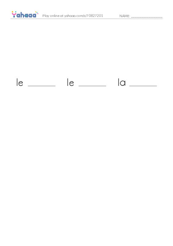 Finish the word worksheet for La famille